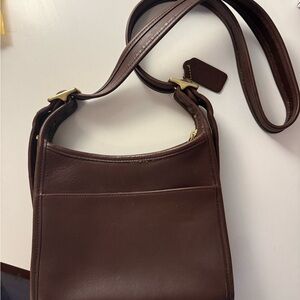 Coach Brown Leather Crossbody Bag with Gold-Tone Hardware